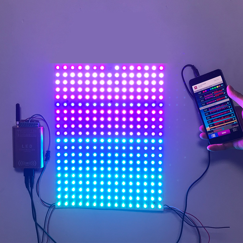 DC5V 0.66x0.5Ft WS2812B Full Color Digital Addressable Flexible LED Display Screen - Built in 300 Pixel Dot Matrix Display DC5V 0.66x0.5Ft WS2812B Full Color Digital Addressable Flexible LED Display Screen - Built in 300 Pixel Dot Matrix Display